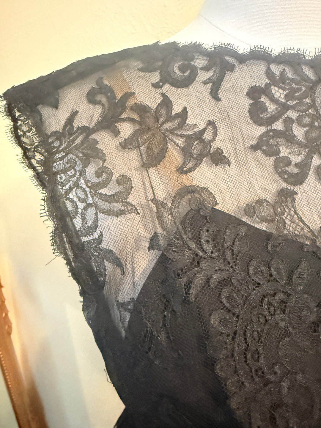 Vintage 1950s Givenchy Université Black Chantilly Lace Cocktail Dress